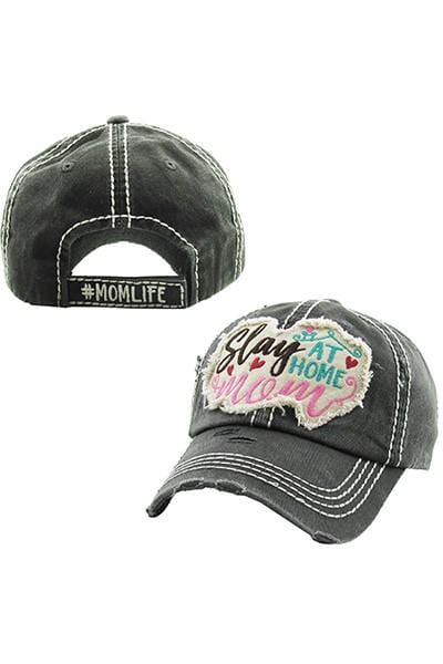 Slay at Home Patchwork Velcro Adjustable Back Distressed Baseball Cap –  This Blissful Mom