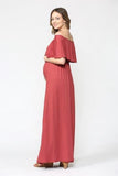 Off Shoulder Maternity Maxi Dress with Ruffles