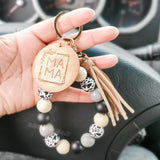 Engraved Wood Mama & Nana Wristlet Key Chain