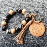 Engraved Wood Mama & Nana Wristlet Key Chain