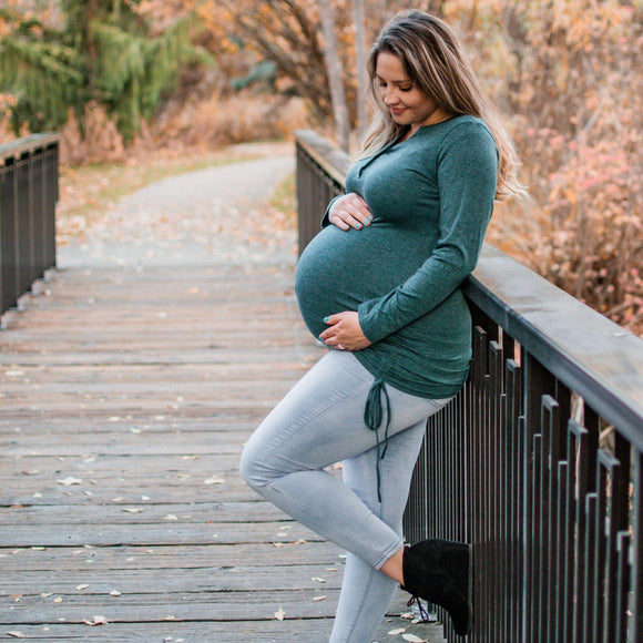 Long Sleeve Button Down Maternity Top